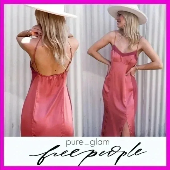 Free People City Cool Midi Slip Dress Venetian Red Size L NWT $98 GORGEOUS - Picture 13 of 16